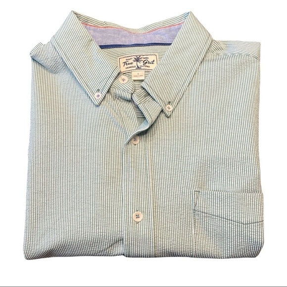 True Grit Knit Stretch Seersucker Short Sleeve One Pocket Shirt NWOT - Picture 1 of 7